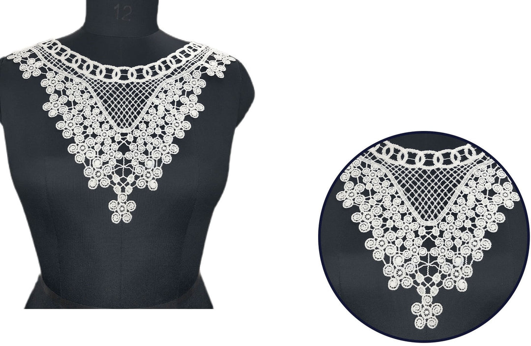 Ani Accessories decorative intricate grid design neckline applique for DIY fashion and couture styling