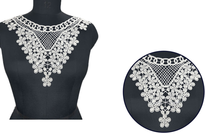 Ani Accessories decorative intricate grid design neckline applique for DIY fashion and couture styling