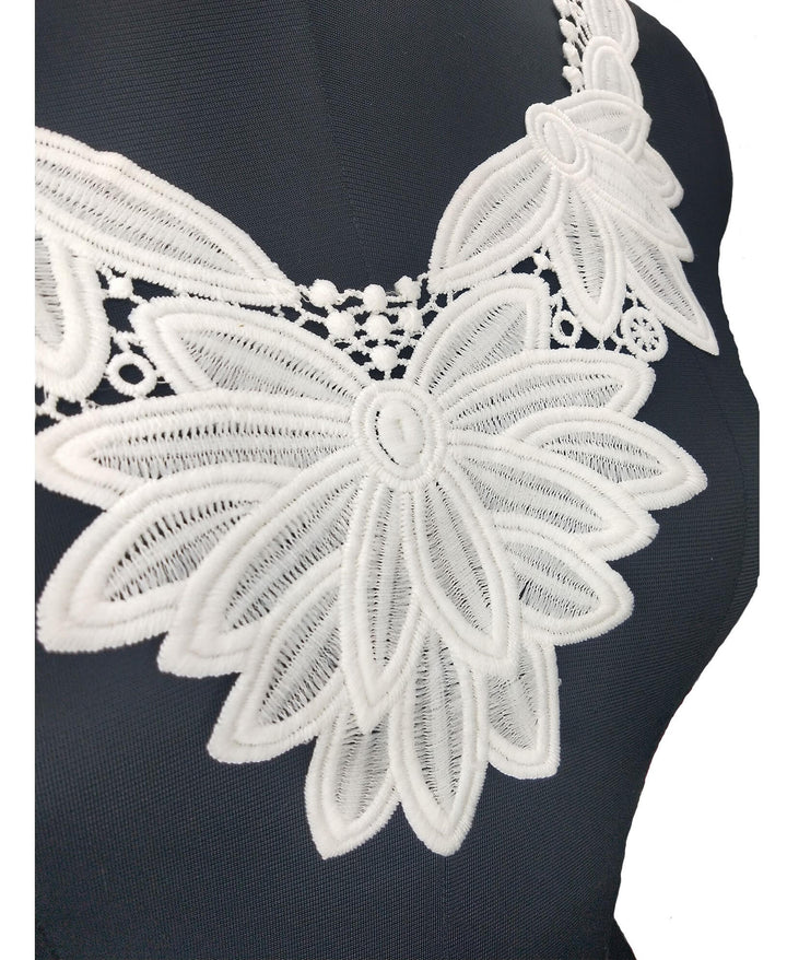 Ani Accessories decorative large flower style neckline with rich embroidery for DIY fashion garments and designer wear plus!!