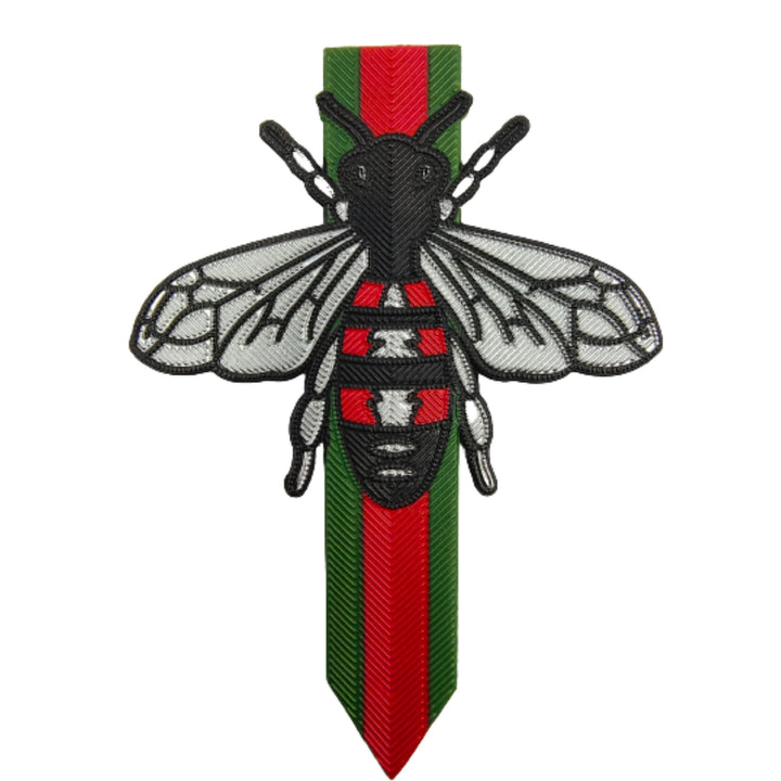 Bee Zardosi-inspired patch by Ani Accessories, metallic-thread style patch for jackets, bags, and DIY fashion projects