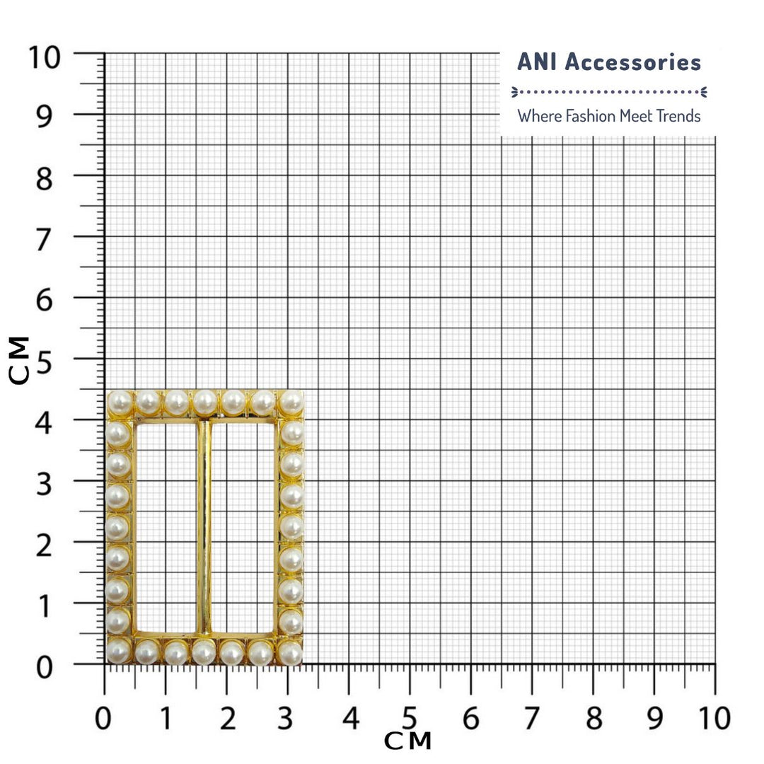 Rectangular Gold Pearl Metal Buttons