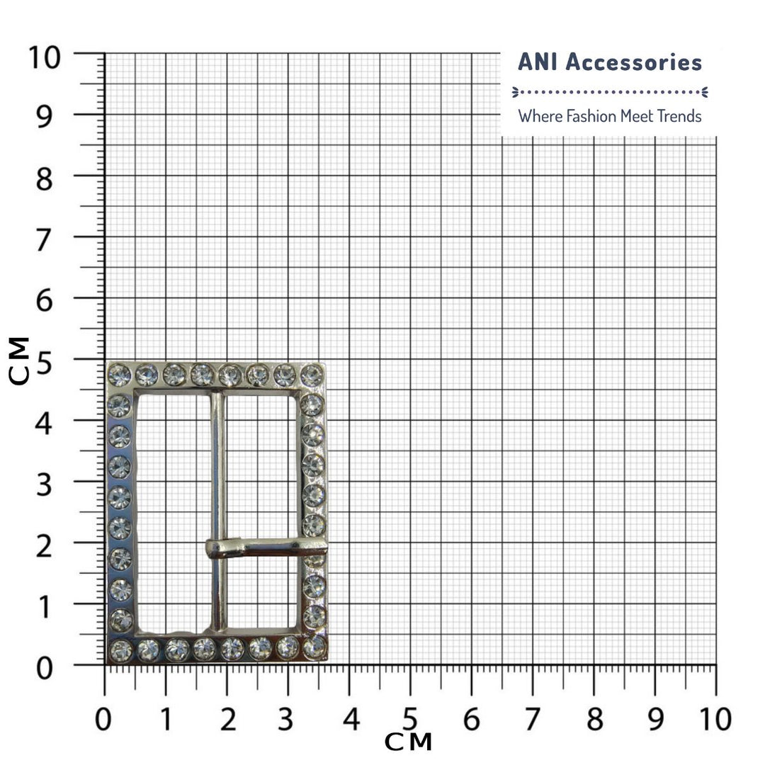 Prong Shiny Rhinestone Silver Buckle