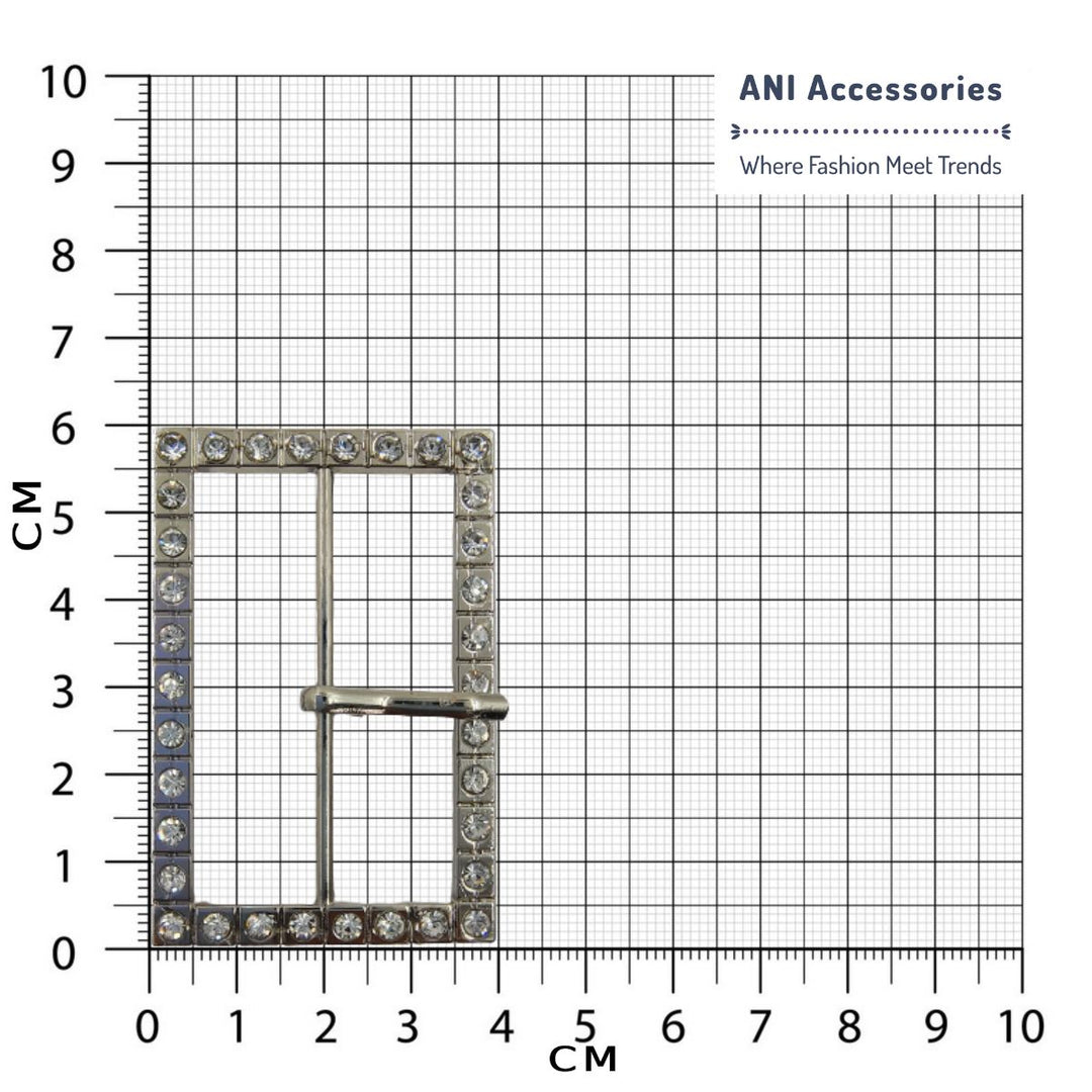Prong Shiny Silver Buckle Covered With Diamonds