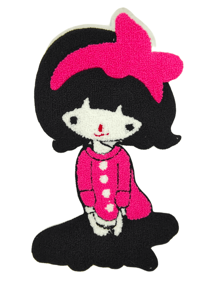 Pink & Black Doll Embroidered Sew Patch