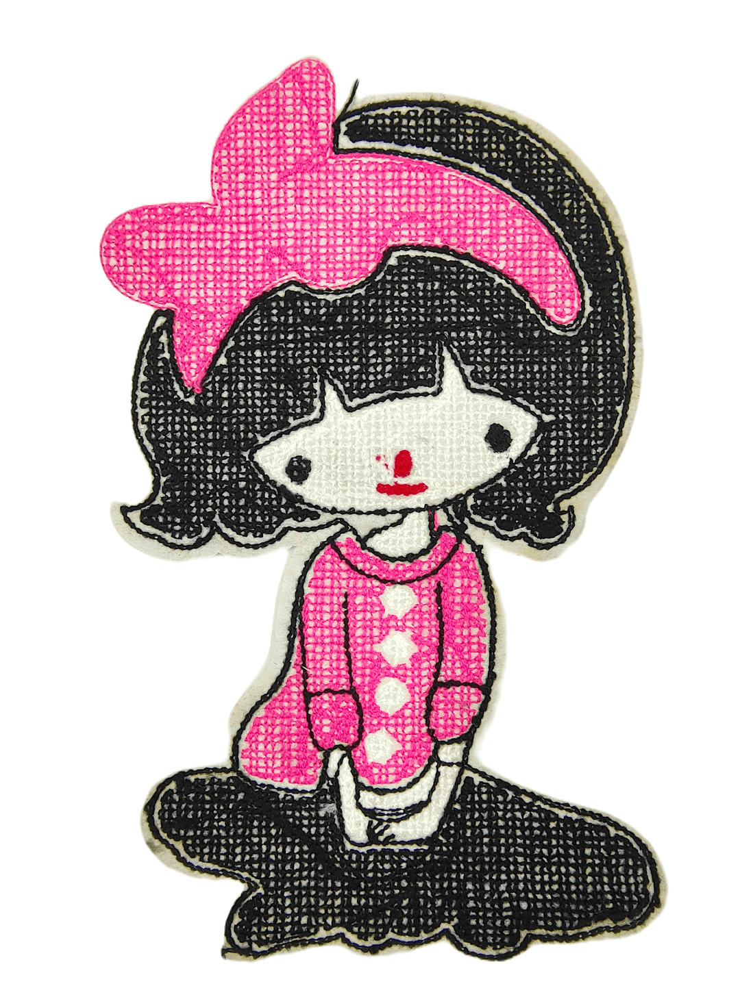 Pink & Black Doll Embroidered Sew Patch