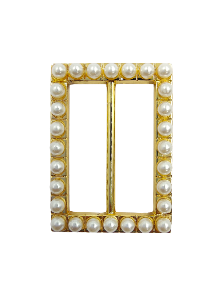 Rectangular Gold Pearl Metal Buttons