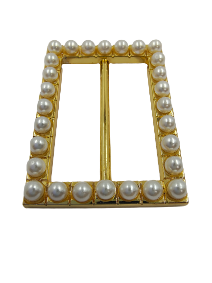 Rectangular Gold Pearl Metal Buttons