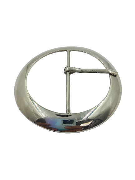 Round Shiny Silver Alloy Prong Buckle