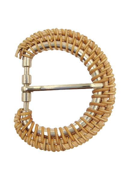 Raffia Handmade D-Shape Prong Buckle