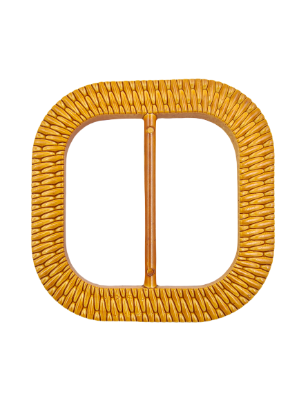 Round Edge Square Shape Imitation Raffia Buckle