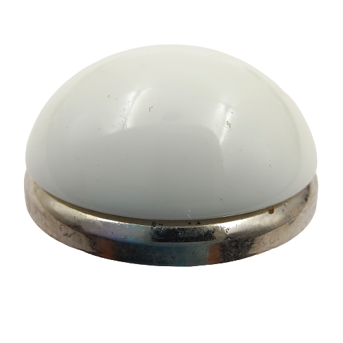 Glossy White Button with Gold Border Shank Button (Pack Of Eight)