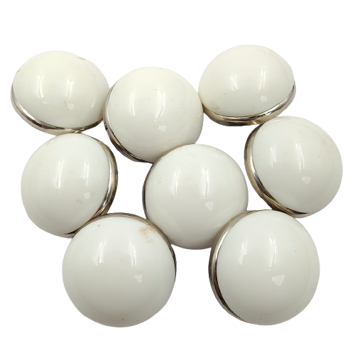 Glossy White Button with Gold Border Shank Button (Pack Of Eight)