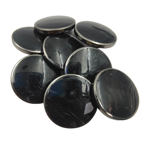 Deep Blue Button with Silver Rim Marbled Effect Abs Button (Pack Of Eight)