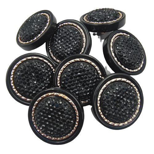 Black Beaded Shank Button (Pack of 8)