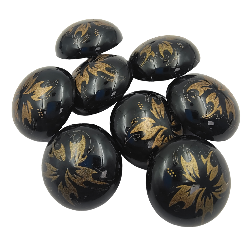 Golden Blossom Floral Flame Shank ABS Button (Set of 8)