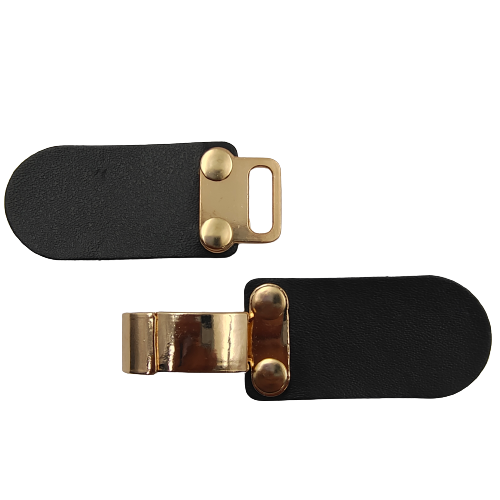 Shiny Gold With Black PU Snap Belt Buckle