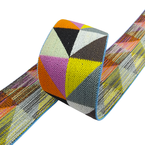 Multi-Color Geometric Woven Elastic for Crafts & Fashion