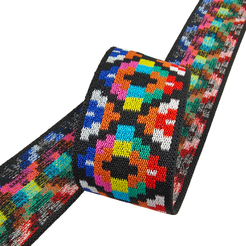 Multi-Color Squared Jacquard Design Elastic