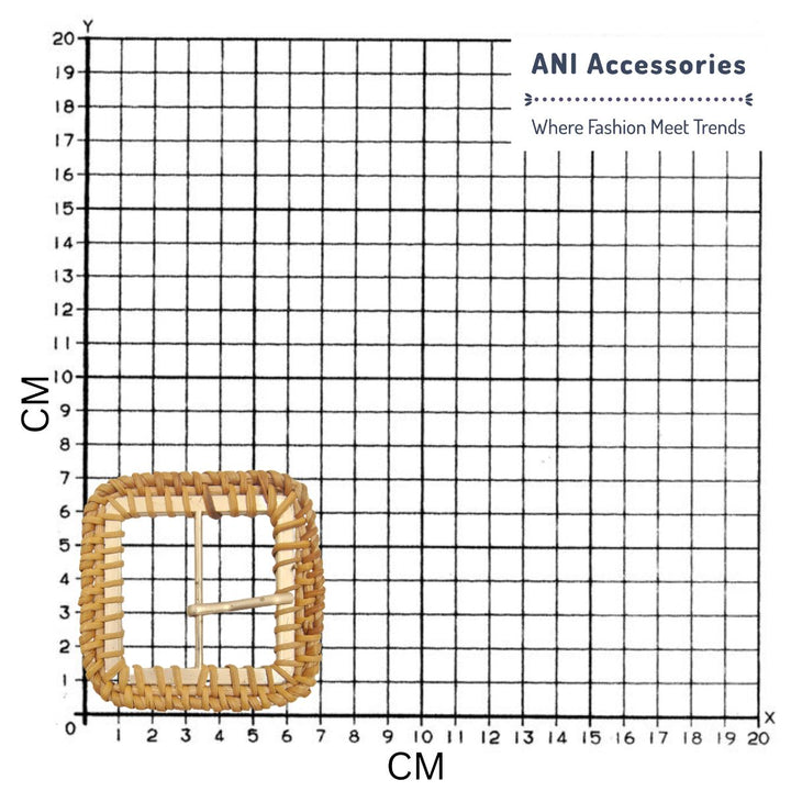 Square Shape Raffia Handmade Prong Buckle