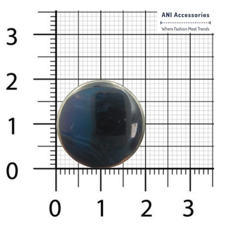 Deep Blue Button with Silver Rim Marbled Effect Abs Button (Pack Of Eight)