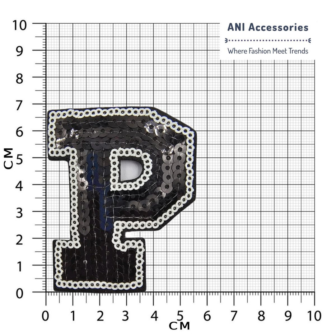 Black & White "P" Latter Sequins Hot-Fix Patch