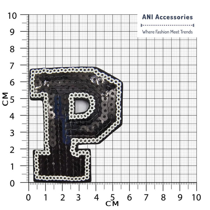 Black & White "P" Latter Sequins Hot-Fix Patch