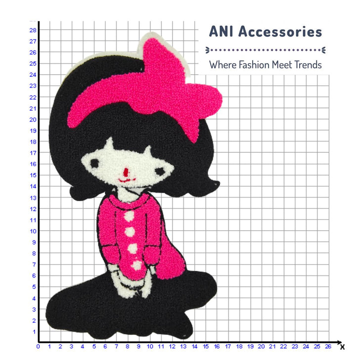 Pink & Black Doll Embroidered Sew Patch