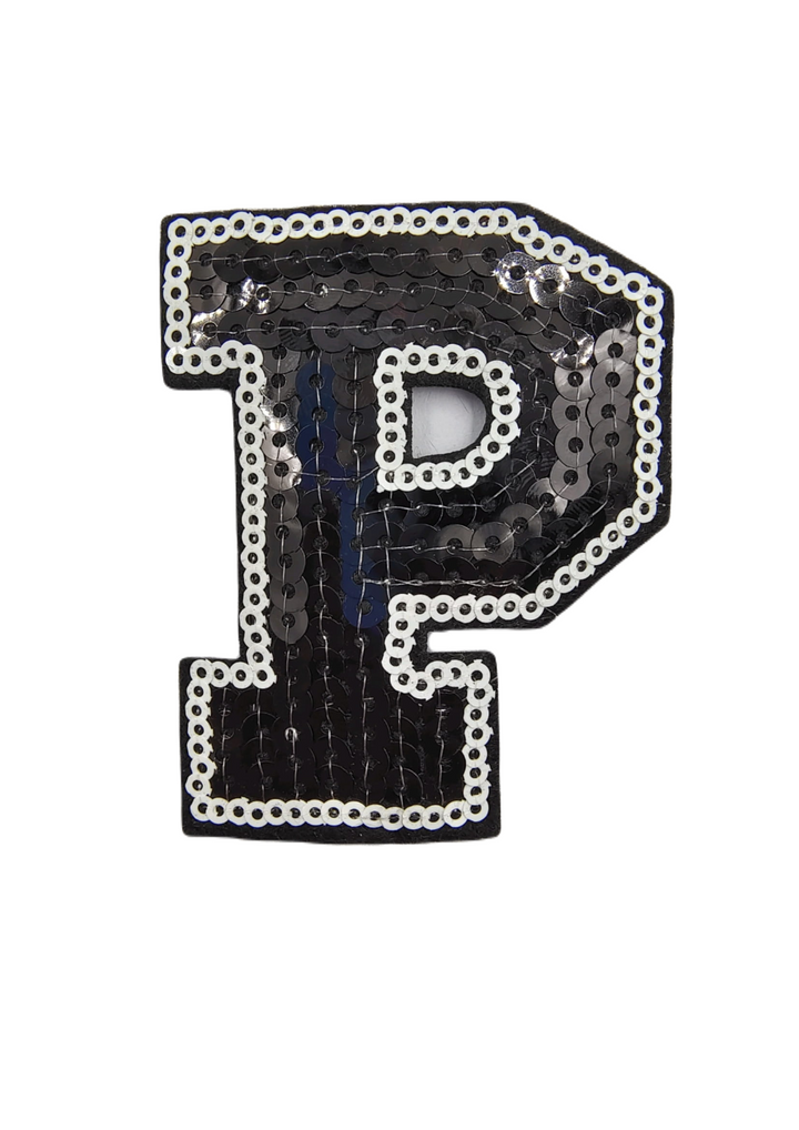 Black & White "P" Latter Sequins Hot-Fix Patch